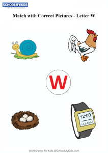 Letter W sound word pictures - Matching Letters to Pictures