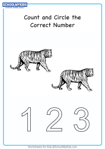 Count the objects and circle the correct numeral up to 3 Worksheets for  Preschool,Kindergarten Grade - Math Worksheets 