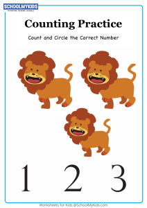 Count And Circle The Number up to 3 Worksheets for Preschool,Kindergarten  Grade - Math Worksheets 