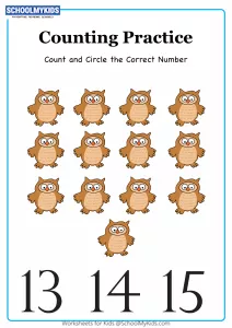 Count And Circle The Correct Number up to 15