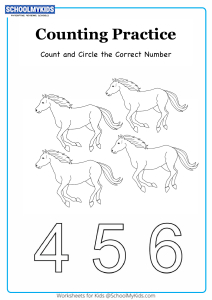 Count the objects and circle the correct numeral up to 6