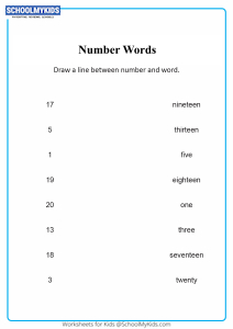 Number Word Match 1 to 20