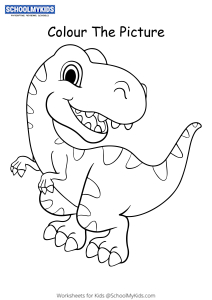 Cute Cartoon Dinosaur - Dinosaur Coloring Pages Worksheets for  Kindergarten,First,Preschool,Second Grade - Art And Craft Worksheets |  