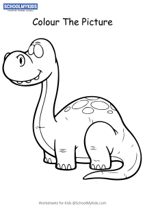Cute Dinosaur - Dinosaur Coloring Pages Worksheets for  Kindergarten,First,Preschool,Second Grade - Art And Craft Worksheets |  