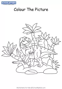 Dinosaur in Jungle - Dinosaur Coloring Pages