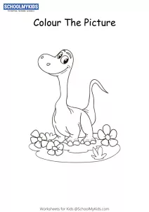 Dinosaur standing on Flowers - Dinosaur Coloring Pages
