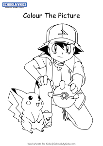 Ash Pikachu Pokemon Coloring Pages Worksheets For Kindergarten First Second Grade Art And Craft Worksheets Schoolmykids Com