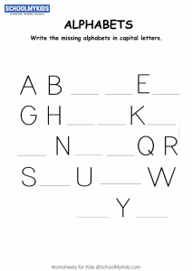 Fill in Missing Alphabet Letters - Capital Letters