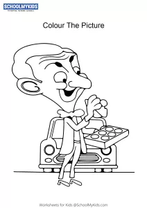 Mr Bean Eating - Mr Bean Coloring Pages