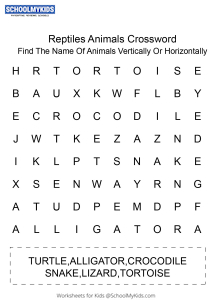 Reptiles Crossword Puzzle