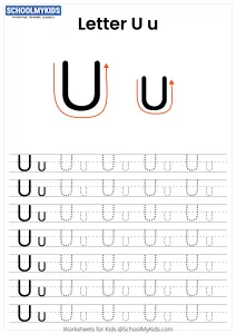Letter U Tracing - Capital And Lowercase Alphabet Tracing