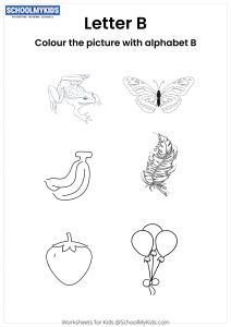 Color the pictures that begin with the letter B
