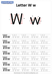 Letter W Tracing - Capital And Lowercase Alphabet Tracing