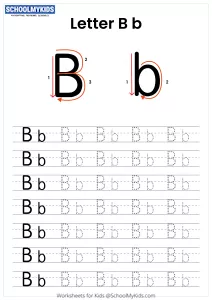 Letter B Tracing - Capital And Lowercase Alphabet Tracing