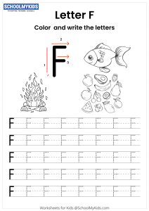 Color and Write the Letter F