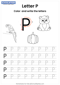 Color and Write the Letter P