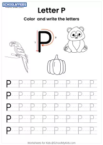 Color and Write the Letter P