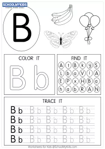 Tracing coloring and writing alphabet B