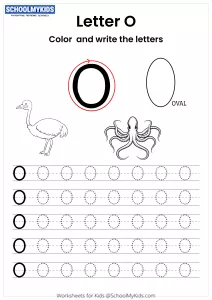 Color and Write the Letter O