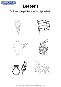 Color the pictures that begin with the letter I