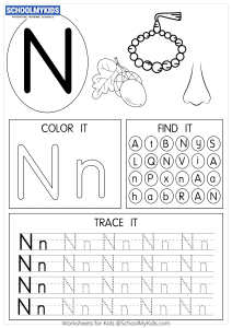 Tracing coloring and writing alphabet N