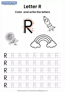 Color and Write the Letter R