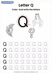 Color and Write the Letter Q