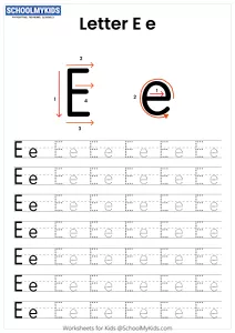 Letter E Tracing - Capital And Lowercase Alphabet Tracing