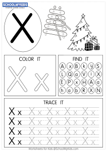 Tracing coloring and writing alphabet X