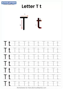 Letter T Tracing - Capital And Lowercase Alphabet Tracing