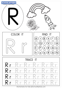 Tracing coloring and writing alphabet R