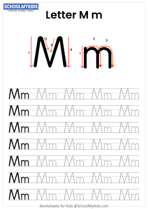 Letter M Tracing - Capital And Lowercase Alphabet Tracing