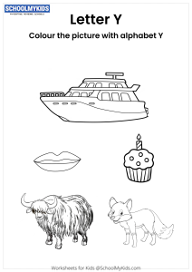 Color the pictures that begin with the letter Y