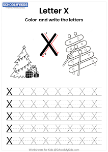 Color and Write the Letter X