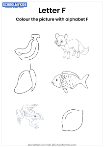 Color the pictures that begin with the letter F worksheet for Preschool ...