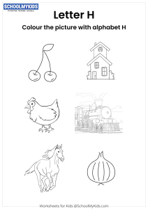 Color the pictures that begin with the letter H