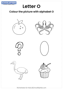 Color the pictures that begin with the letter O