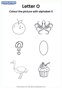 Color the pictures that begin with the letter O