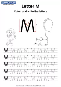 Color and Write the Letter M