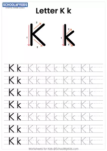 Letter K Tracing - Capital And Lowercase Alphabet Tracing