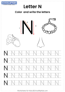 Color and Write the Letter N