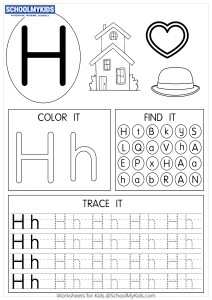Tracing coloring and writing alphabet H
