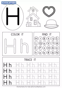 Tracing coloring and writing alphabet H