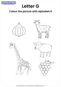 Color the pictures that begin with the letter G