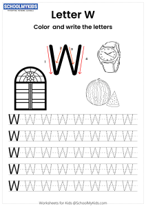 Color and Write the Letter W
