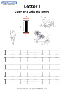 Color and Write the Letter I