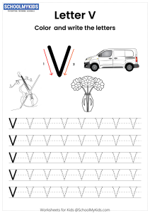 Color and Write the Letter V