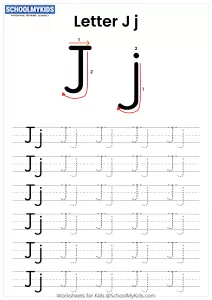 Letter J Tracing - Capital And Lowercase Alphabet Tracing