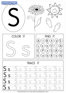 Tracing coloring and writing alphabet S