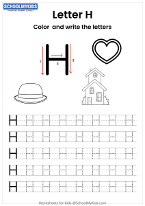 Color and Write the Letter H